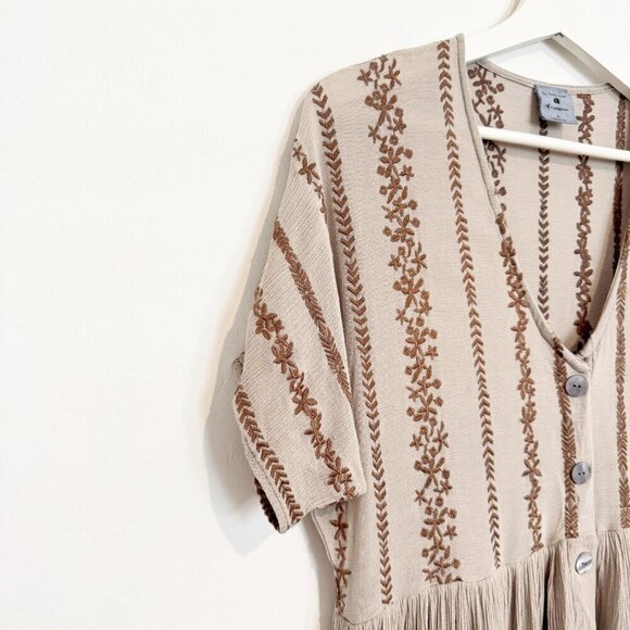 By Together Embroidered Button Up Baybydoll Dress Boho Western Cottage Small - Picture 2 of 6